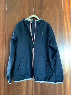 Henri Lloyd Women’s Navy Hooded Windbreaker with Red-Trim Zip